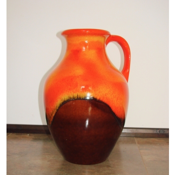 wazon ceramiczny vintage w kolorze pomarańczowym i brązowym